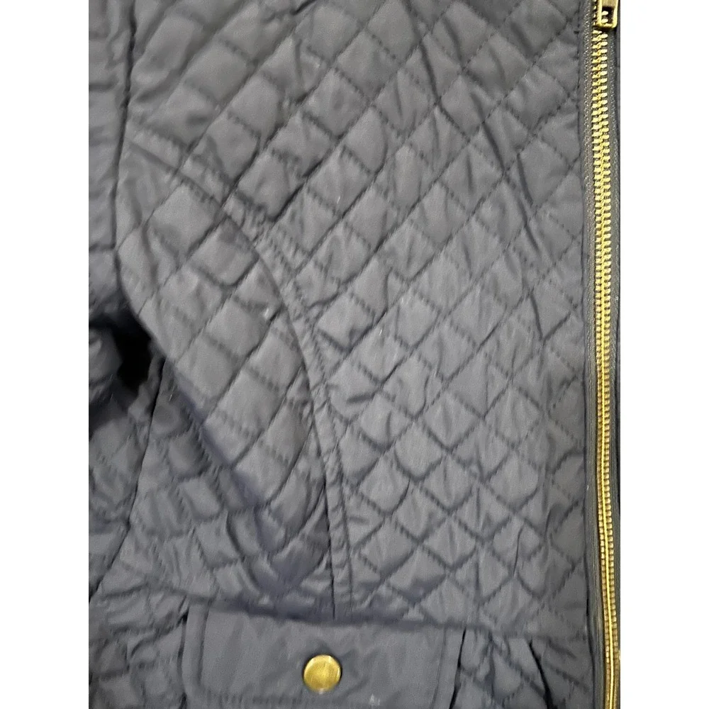 Gymboree Girls Navy Blue Quilted Peplum Jacket Coat Size M‎ 7-8 Gold Hardware